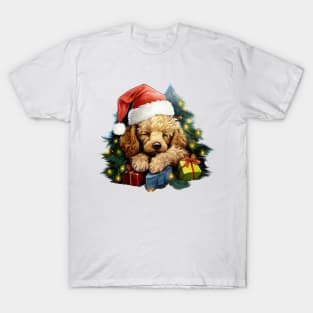 Lazy Poodle Dog at Christmas T-Shirt